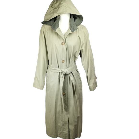 FLEET STREET Hooded Trench Coat with Belt. 12P - Picture 7 of 10